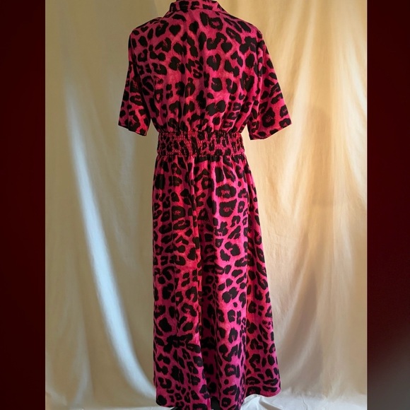 LIKE NEW Shein LUNE Leopard Print Half Button Dress Women’s Size XL - Picture 8 of 11